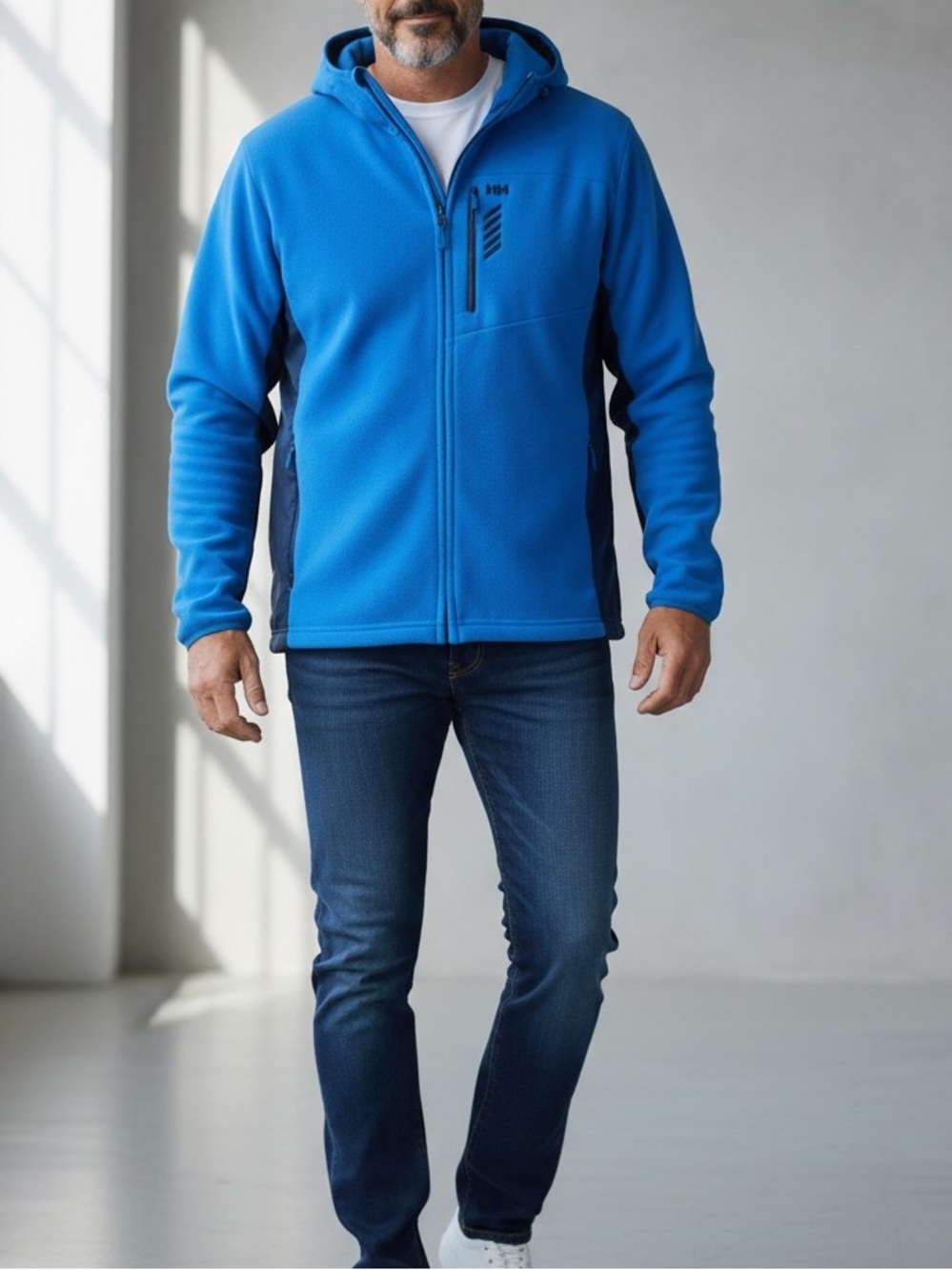 Helly Hansen Men's Blue Hooded Fleece Jacket - Lightweight Zip-Up hoodie